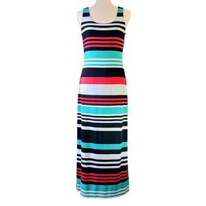JESSICA HOWARD Maxi Tank Summer Dress Stripes Colorful Size S